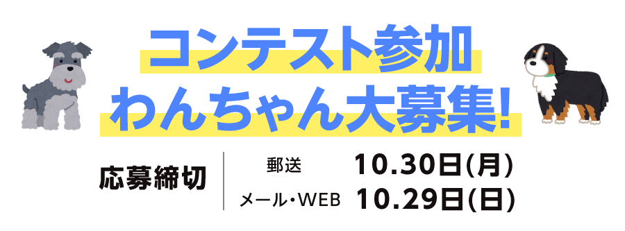 コンテスト参加わんちゃん大募集!応募締切/10月25日(水)