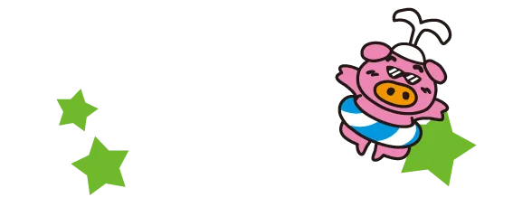 ベビースターキャラクター「ホシオくん」&ブタメンで同じの「ブタメンくん」たちの水遊びエリア