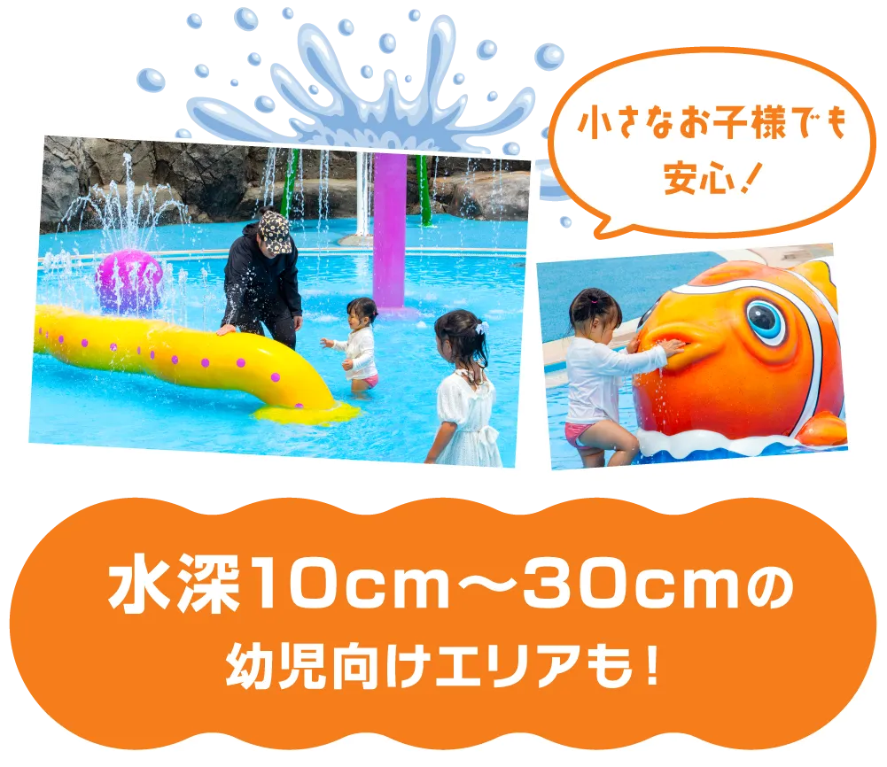 水深10cm〜30cmの幼児向けエリアも