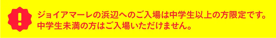 ジョイアマーレの浜辺は中学生以上限定